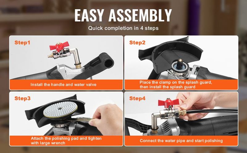 VEVOR Wet Stone Polisher 4-Inch Electric Granite Polisher With 6 Speed & 7 Pads_voghion.com