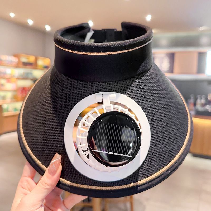 Sommer-UV-Solarhut mit Ventilator, wiederaufladbarer Unisex-Hut, Sonnenschutz für den Außenbereich, Sonnenschutz, oben offen_voghion.com