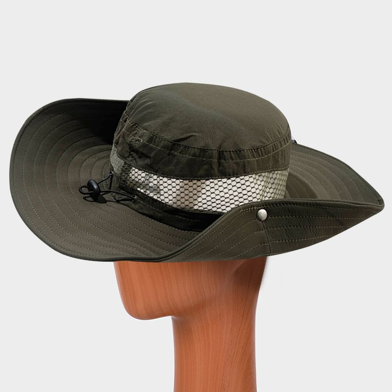 Zhuoxinder Cappello da pesca a tesa larga in stile cowboy con coulisse elastica, protezione solare, impermeabile, da campeggio_voghion.com