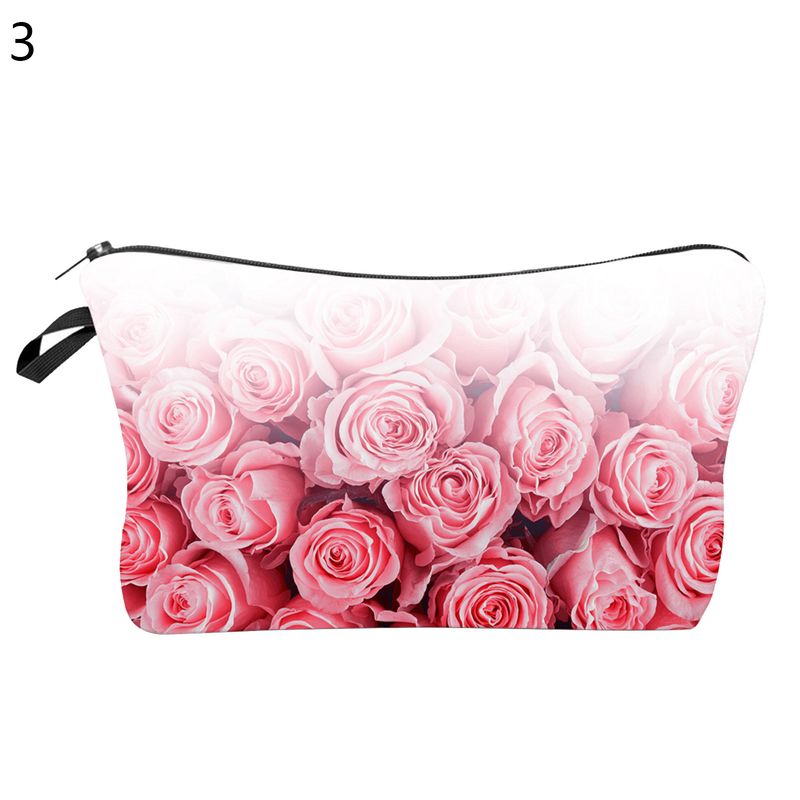 Lihao Robuster Kosmetikbeutel mit Reißverschluss und Aufhängeloch, Rosenblumen-Aufdruck, großes Fassungsvermögen, für den Urlaub, 1_voghion.com