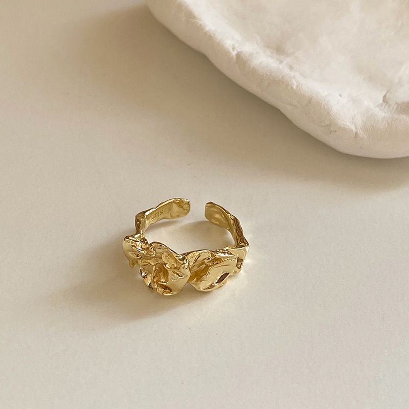 Nuovo anello concavo-convesso creativo alla moda in lamina di stagnola, irregolare, per donna, in metallo aperto_voghion.com