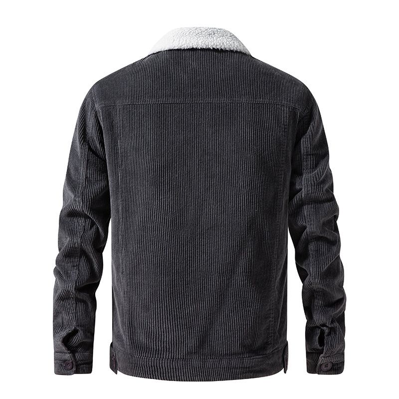 Männliche Jugend Multi Bag Winter lose Cord warme Baumwolljacke_voghion.com