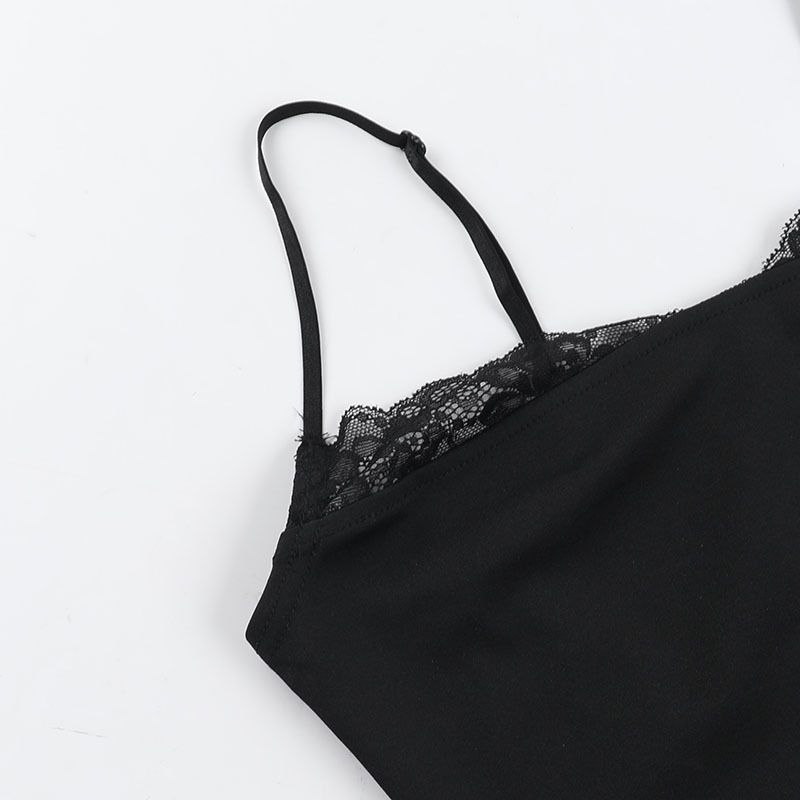 Bretelle in pizzo tinta unita con cuciture, aderenti, per ragazze calde, estive, da donna_voghion.com