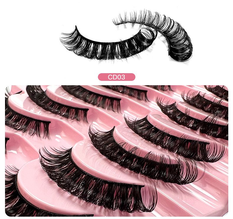 Künstliche Wimpern 10 Paar große Rolle Naturfaser Curl Wimpern dick natürlich_voghion.com