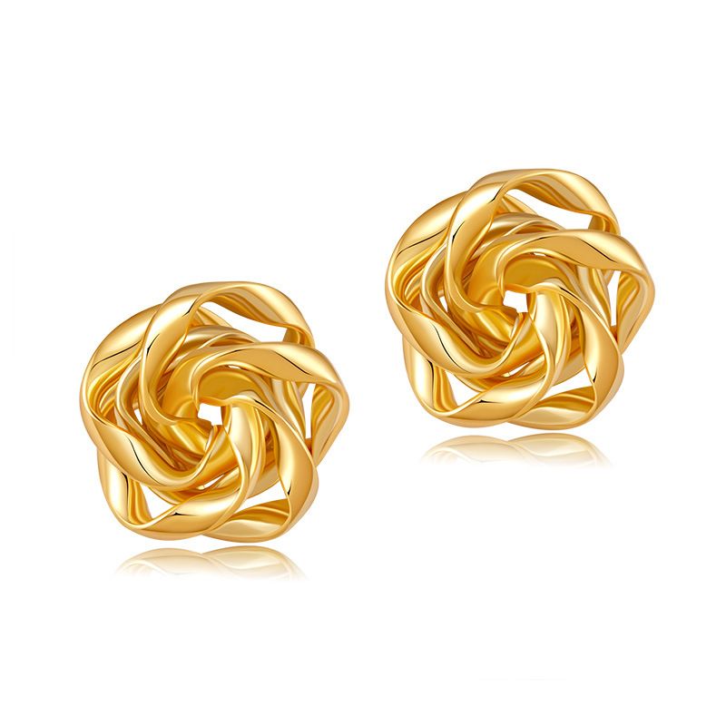 Französisch unregelmäßigen blume design nische ohrringe kleine größe modische pendeln alle spiel retro ohrringe überzogene mit K echt gold_voghion.com