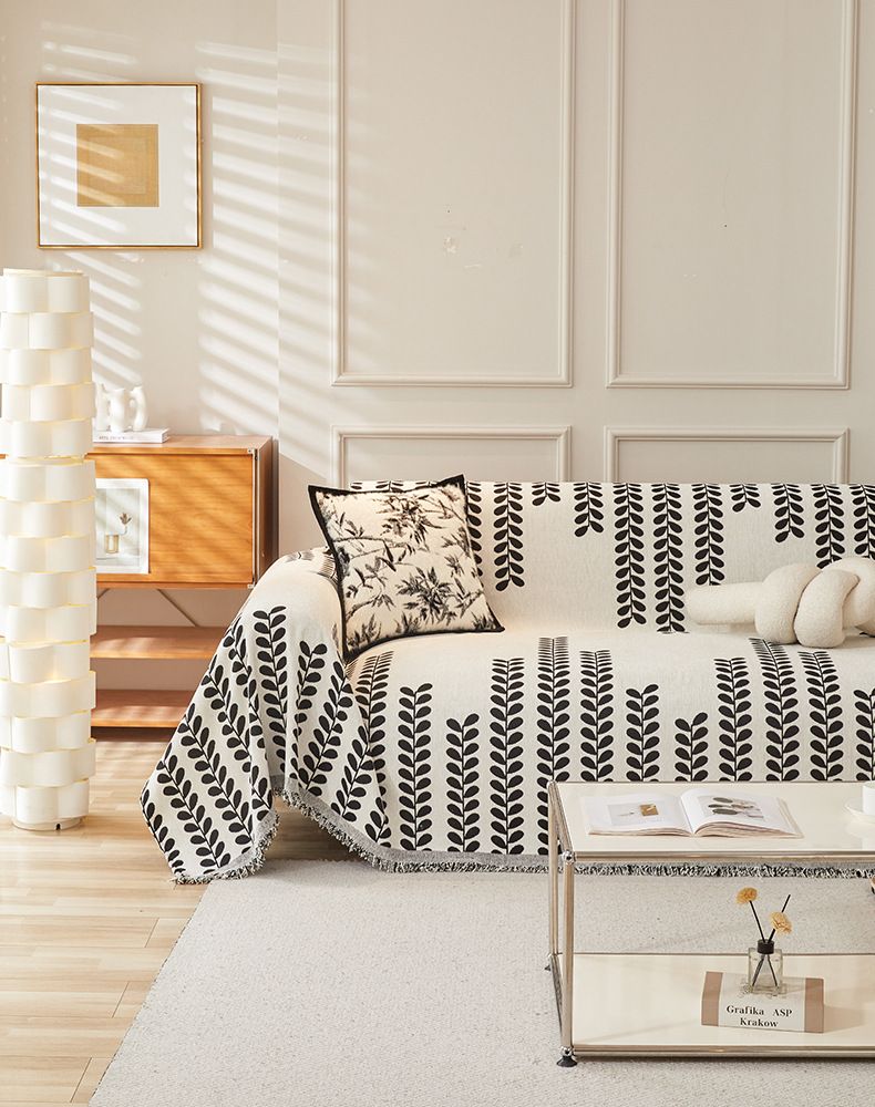 Luxuriöser, rutschfester Sofabezug – Wende-Überwurfdecke mit Blattmuster für die Couch, ganzjährig verwendbar, dehnbar und waschbar, passend für die meisten 3-Sitzer-Sofas_voghion.com