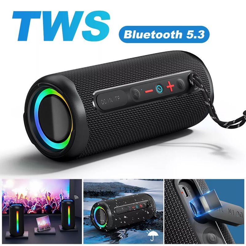 Enceinte Bluetooth portable 30 W, basses profondes et extra-fortes, étanche, pour l'extérieur_voghion.com