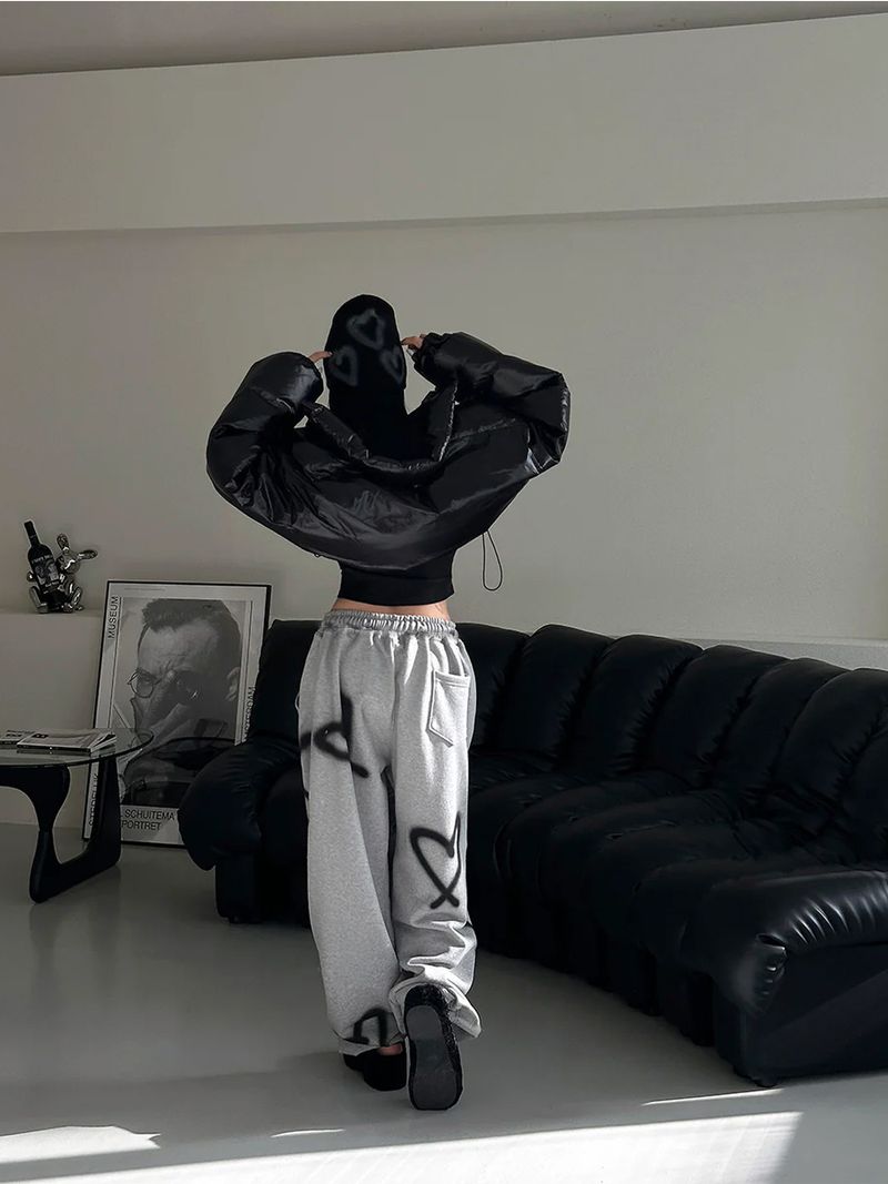 Pantaloni jogger con coulisse in vita e stampa a cuori casuali Y2K - Pantaloni casual comodi e larghi per donna_voghion.com