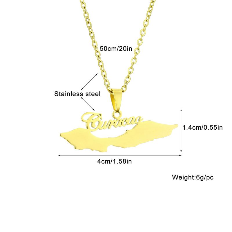 Hot Selling Letter Curacao Glaze Map Pendant Necklace Men's and Women's All-match Sweater Chain Sweater Accessories_voghion.com