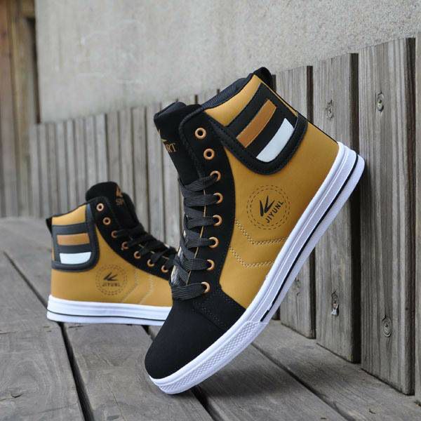 Men's Casual High-Top Sneakers With Lace-Up Design, Breathable PU Upper & Durable Rubber Sole For Running, Walking & Daily Wear (Sizes 39-48)_voghion.com