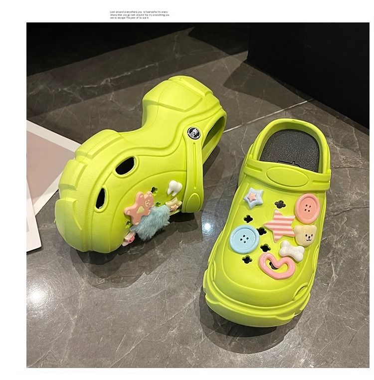 Dopaminverstärkende Krokodilschuhe mit Plateausohle für Damen im Sommer draußen, süße rutschfeste Strandsandalen, umwickelter Kopf, Halbpantoffel, Urlaub_voghion.com
