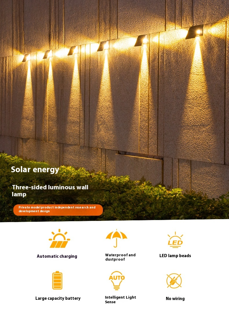 Zonne-energie buitentuinlamp Huishoudelijke wandlamp Buitenmuurlamp Donkere tuinzonnewandlamp_voghion.com