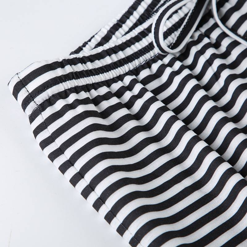 Lässige Streifen Niedrige Taille Baggy Jogginghose Kordelzug Elastische Hose Frauen Beiläufige Lose Gerade Bein Hosen Sommer Streetwear_voghion.com