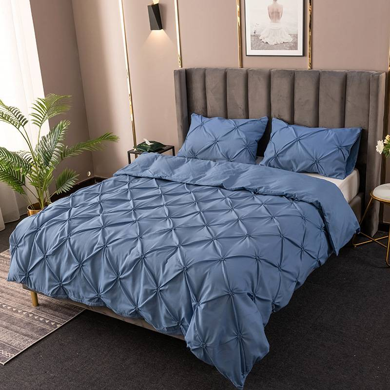 Flower Solid Color Quilt Cover Three Piece Set Full Size For UK/USA/Europe Bedding_voghion.com