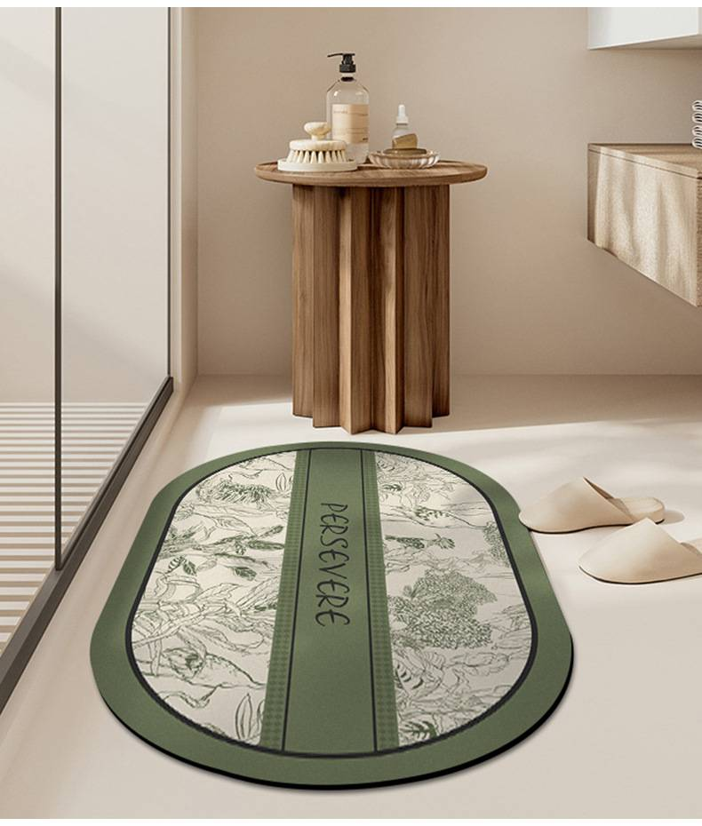 Art Silica Gel Bath Mat - Non-Slip, Quick-Dry, Absorbent Bathroom Rug With Modern Floral Design, Eco-Friendly & Easy Clean (Multiple Sizes/Colors)_voghion.com