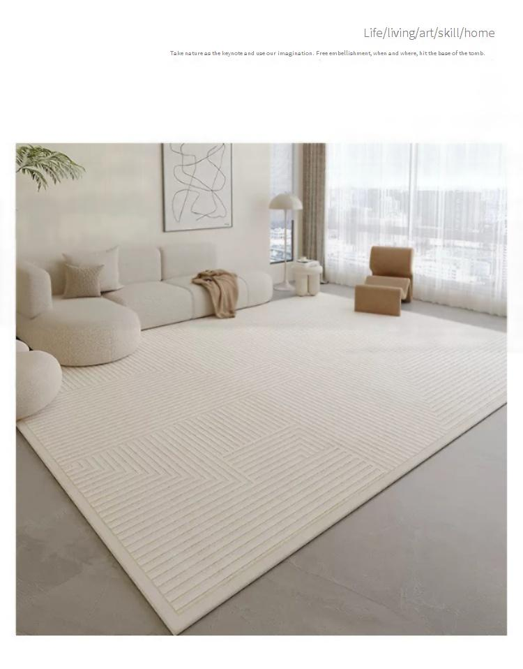 Geometric Print Polyester Faux Wool Area Rug – Soft Non-Slip Living Room & Bedroom Carpet, Easy Wash Modern Home Decor (Multiple Sizes & Colors)_voghion.com