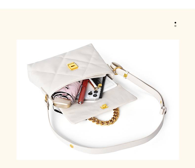 Borsa a tracolla elegante da donna - Elegante borsa quadrata piccola con tracolla a catena in morbida pelle PU, perfetta per l'uso quotidiano, borsa a tracolla leggera di lusso_voghion.com