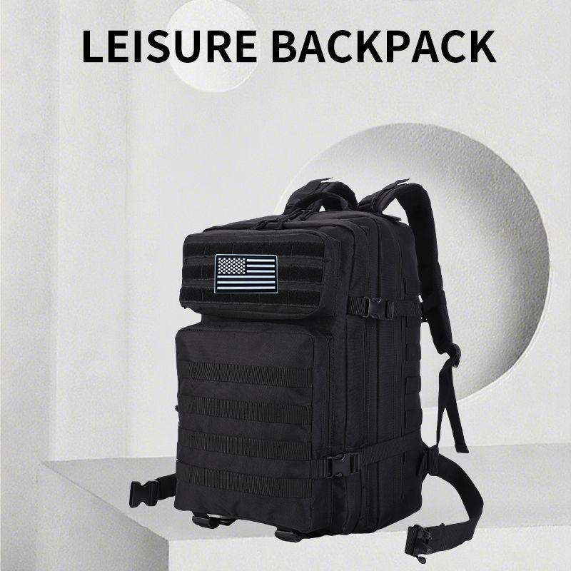 Mochila tática preta de grande capacidade, mochila esportiva à prova d'água para atividades ao ar livre, mochila de viagem curta, mochila masculina_voghion.com