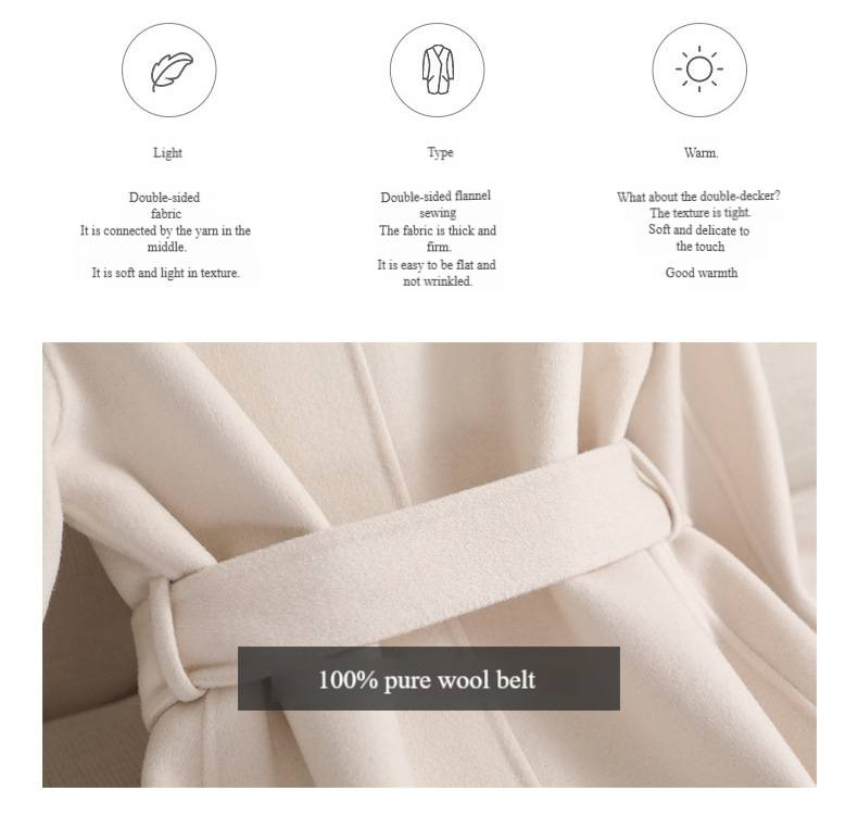 Luxury Double-Faced Wool Coat Women's Mid-Length Trench Coat For Petite Figure | Premium Cashmere Blend | Slim Fit With Belt | Office Elegance_voghion.com