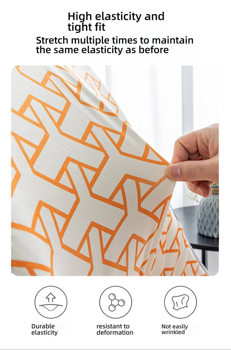 Housses de chaise en polyester élastique – Imprimé géométrique moderne, antidérapantes et anti-poussière, couverture complète pour chaises à dossier bas et droit_voghion.com