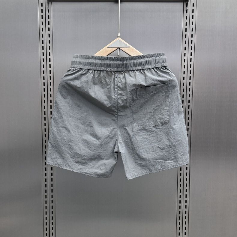 Men's Summer Ice Silk Quick-Dry Shorts Trendy Casual 3/4 Length Cargo Shorts With Drawstring, Unisex Beach Pants (Black, Khaki, Purple, Green, Gray)_voghion.com