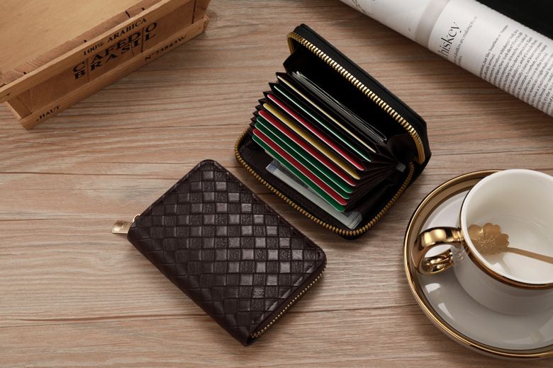 Nueva cartera corta tejida con cremallera, moderna y elegante, multifunción, antirrobo, para mujer y hombre._voghion.com