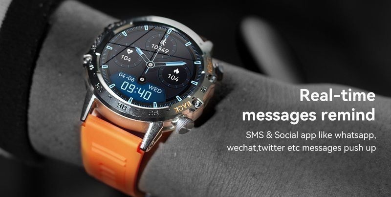 Ceas inteligent Bluetooth pentru apeluri, monitor de ritm cardiac, oxigen din sânge, standby ultra-lung, sport în aer liber, cu trei rezistențe_voghion.com