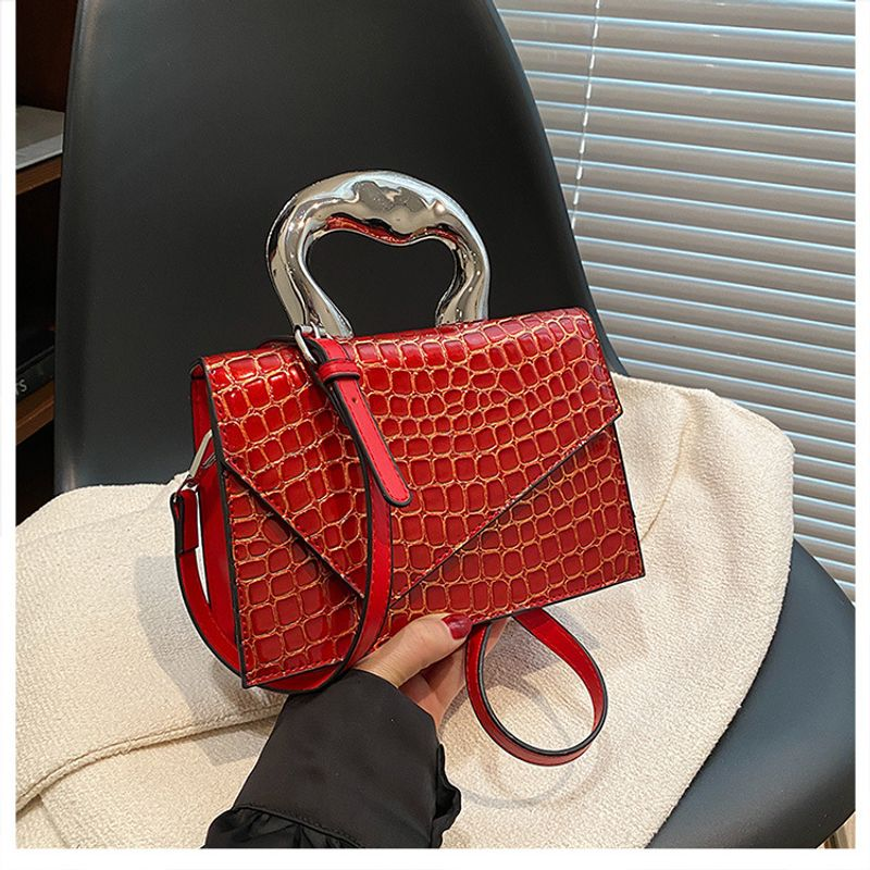 New Love Handheld-Tasche für Damen, Retro-Steinmuster, kleine quadratische Tasche, trendige und vielseitige Textur,_voghion.com