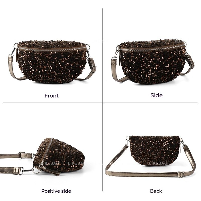 Women's Shoulder Bag, Chest Bag Waist Bag Fashionable Evening Style Sequin Bag Versatile Commuting Large Capacity Messenger Bag For Women_voghion.com