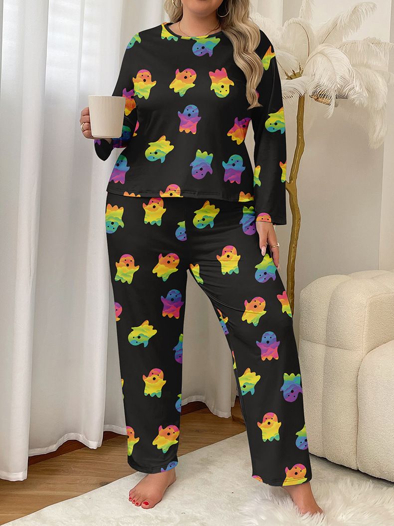 Dames Nachtkleding Herfst Stijl Melk Zijden Pyjama Dames Thuis Kleding Plus Size Casual Lange Mouwen Broek Pak_voghion.com