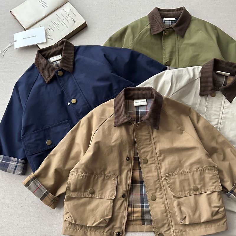 Clothing Top Spring New Children's Jacket Korean Style Clothes Boys' Color-Block Collar Coat Stylish_voghion.com