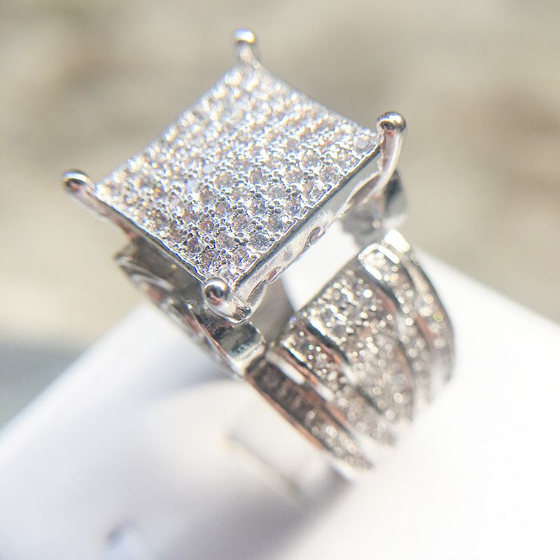 Hip-Hop Style Micro-Paved Zircon Heart Heavy Craft Design Full Diamond Ring Trendy New Jewelry_voghion.com