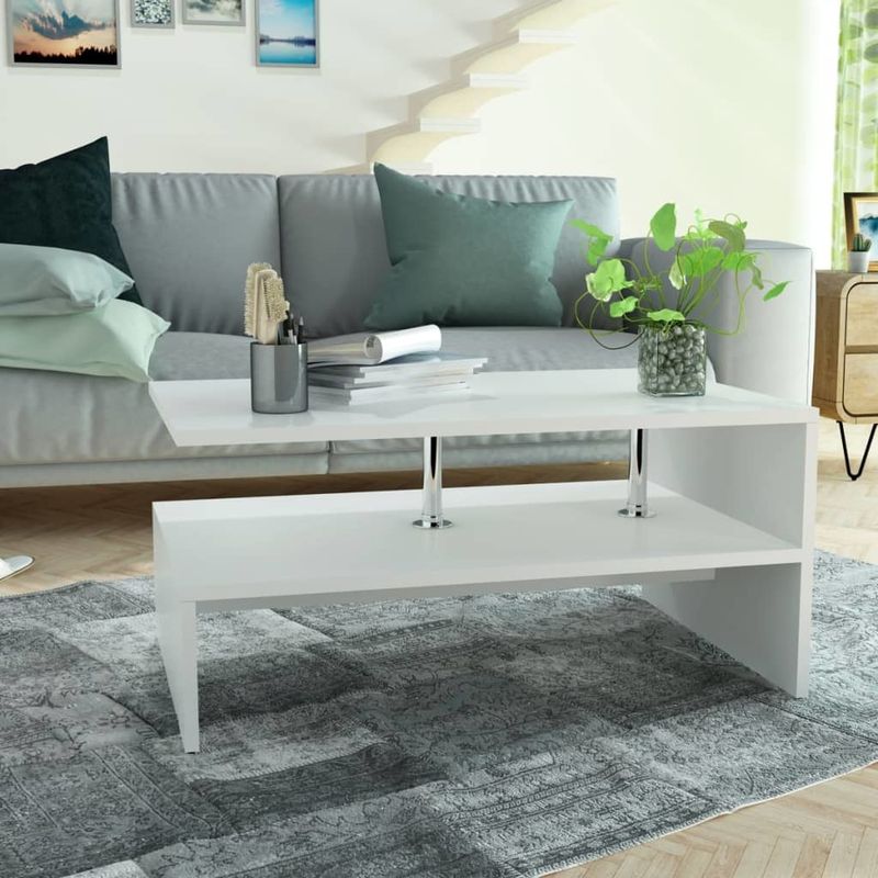 Coffee Table Engineered Wood 35.4"x23.2"x16.5" White_voghion.com