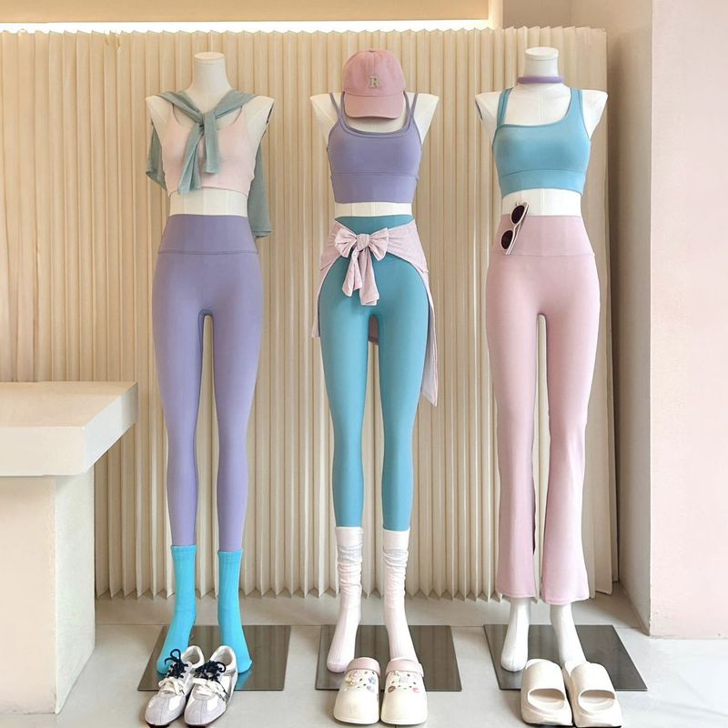 Butter Sport-BH mit doppelten vertikalen Trägern, Mottenseide, langärmlig, 9/10, Hose mit milchig-nacktem Gefühl, keine T-Linie, lässiges Yoga-Outfit-Set_voghion.com