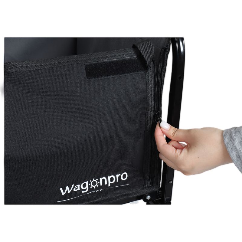 All-in-One Convertible Folding Camping Wagon Cart: Bench Seat, Storage Compartment & Included Dog Tether, Black/Gray_voghion.com