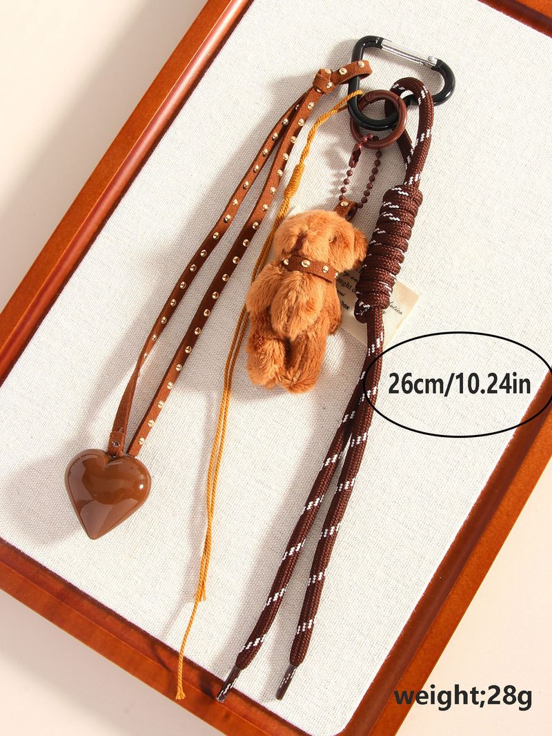Breloques de sac faites à la main, pendentif de sac créatif en forme d'ourson avec nœud d'amour, porte-clés, pendentif de téléphone portable_voghion.com