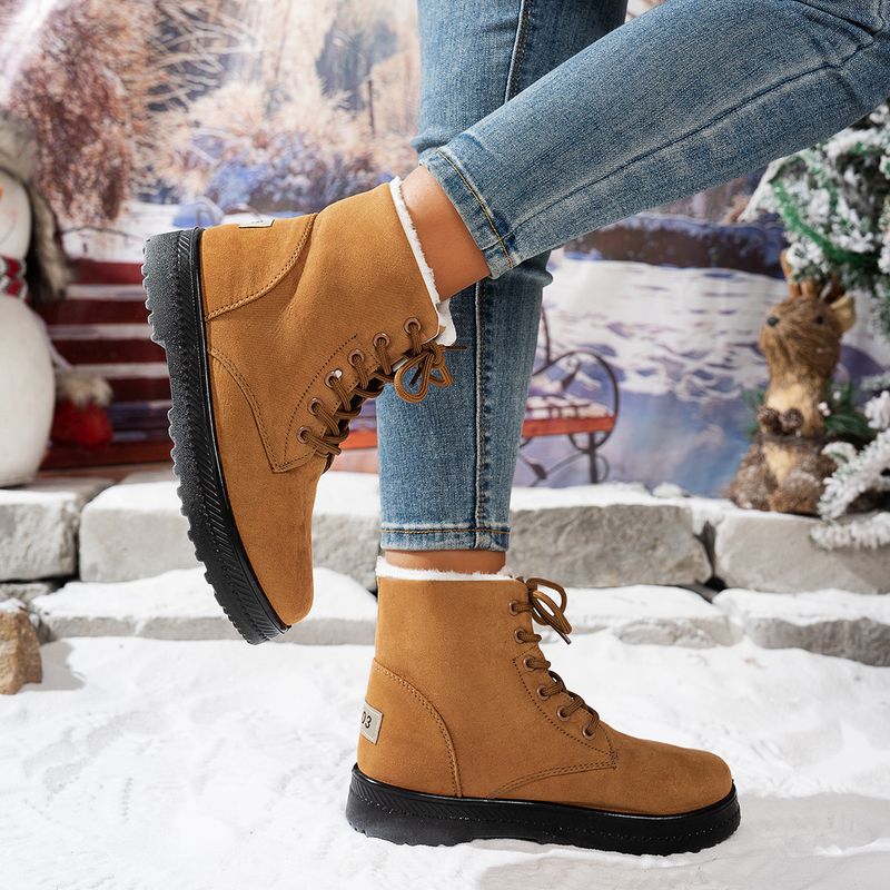 Snow Outdoor Lightweight Non-Slip Lace-Up Thickened Warm Women's Cotton Boots European Size 45_voghion.com