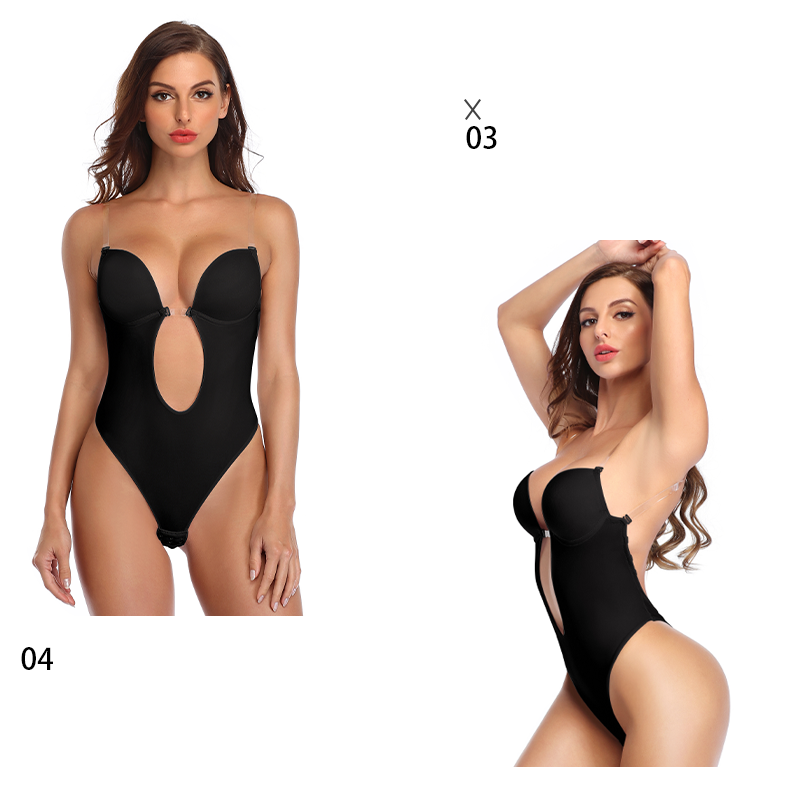 Bodysuits Lingeries Tanga Para Mulheres Sexy Sem Costas Decote Em V Profundo Modelador COMFREE Festa Invisível U Plunge Corset W_voghion.com