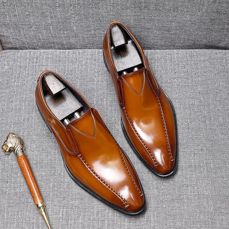 Scarpe da uomo con punta, abbigliamento formale estivo traspirante, scarpe casual da uomo in stile britannico, scarpe in pelle Le Fu_voghion.com