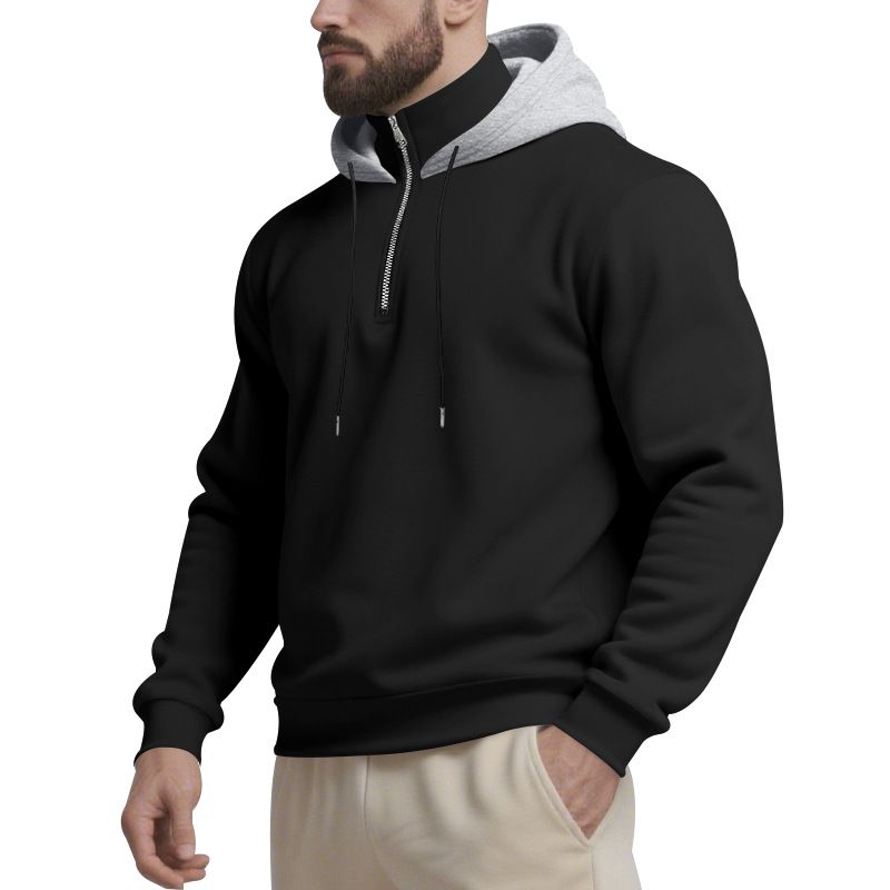 Maglione invernale pesante da uomo con cappuccio, collo alto, casual, sportivo, a maniche lunghe, stile transfrontaliero_voghion.com