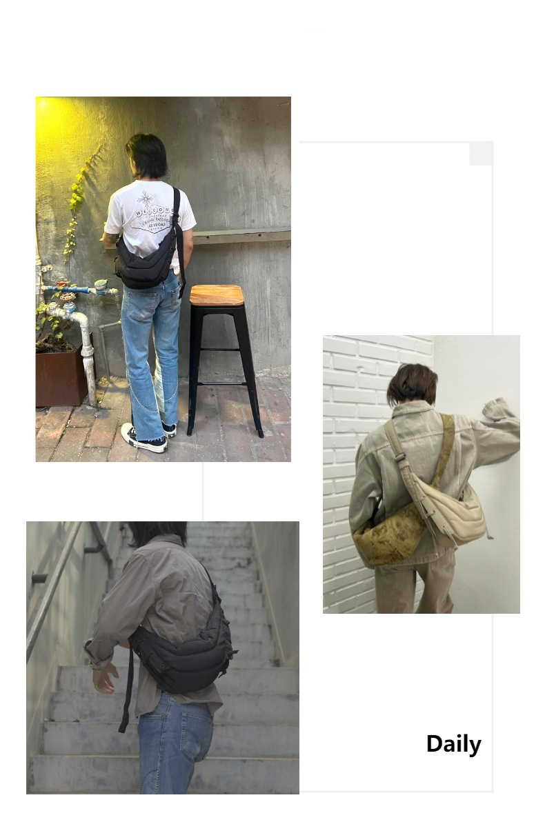 Small medium-sized crossbody shoulder nylon washed material, men's and women's chest bag, for niche dumplings, cow_voghion.com