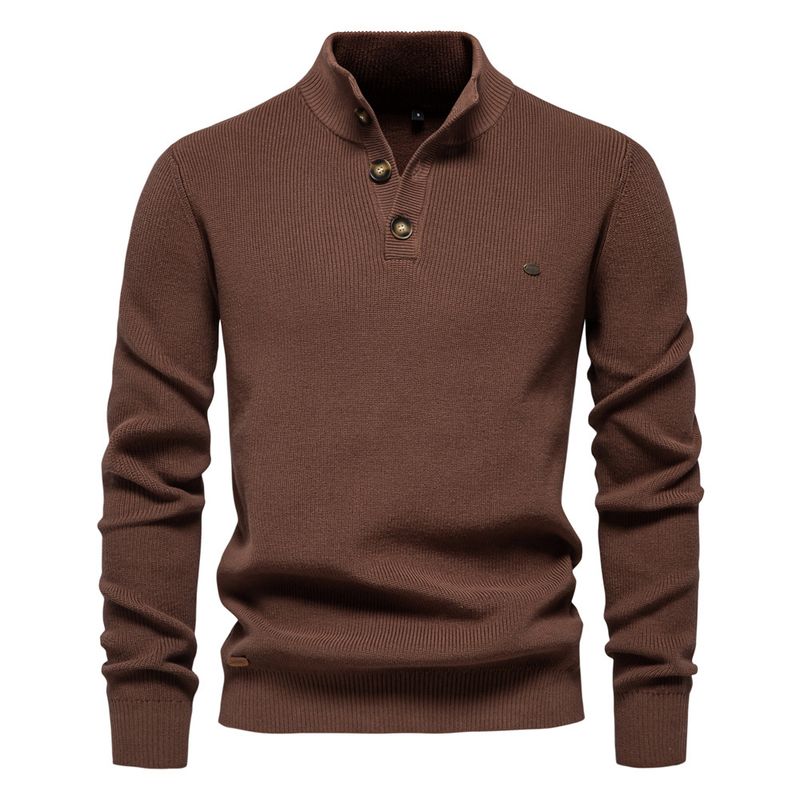 Nieuwe herfst- en wintertrui voor heren in Europese maat, heren met lange mouwen, halve rits, opstaande kraag, effen kleur, casual trendtrui die bij elkaar past_voghion.com
