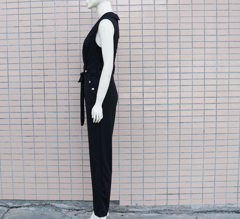 Naisten vaatteet Kevät ja kesä Naisten vaatteet Twist Button V kaula Hihaton Slim Fit haalari ammattikäyttöön_voghion.com