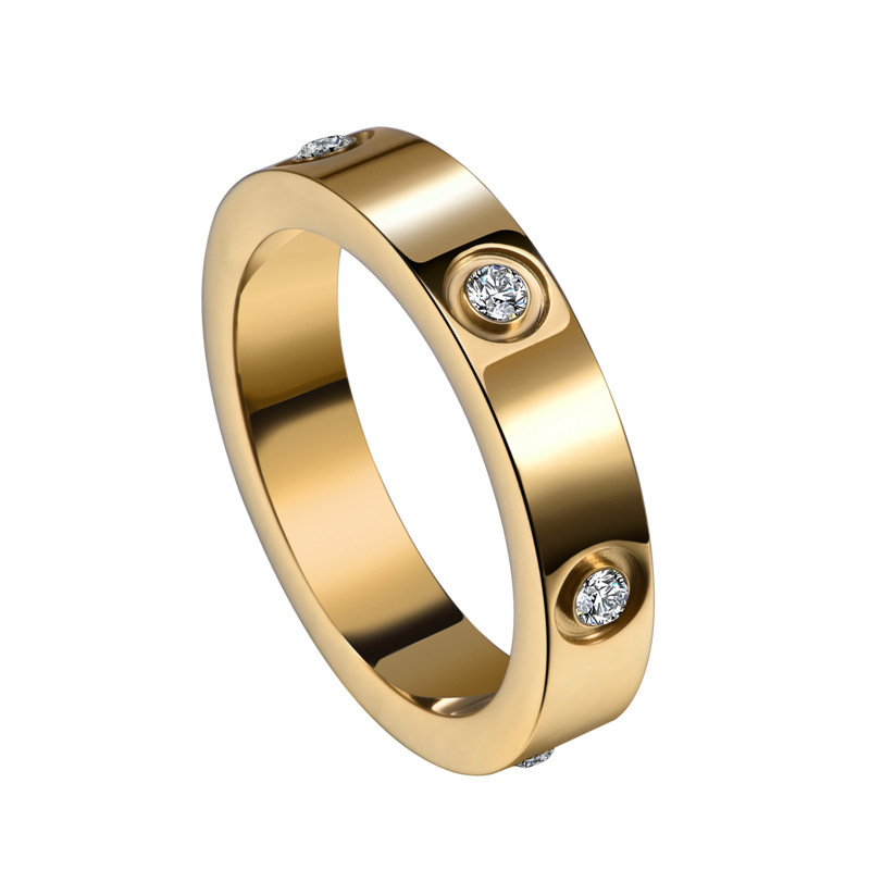 Bague tendance en acier inoxydable couleur or rose pour femmes et hommes, bague en cristal, marque de luxe, bijoux, bague de mariage, cadeau_voghion.com