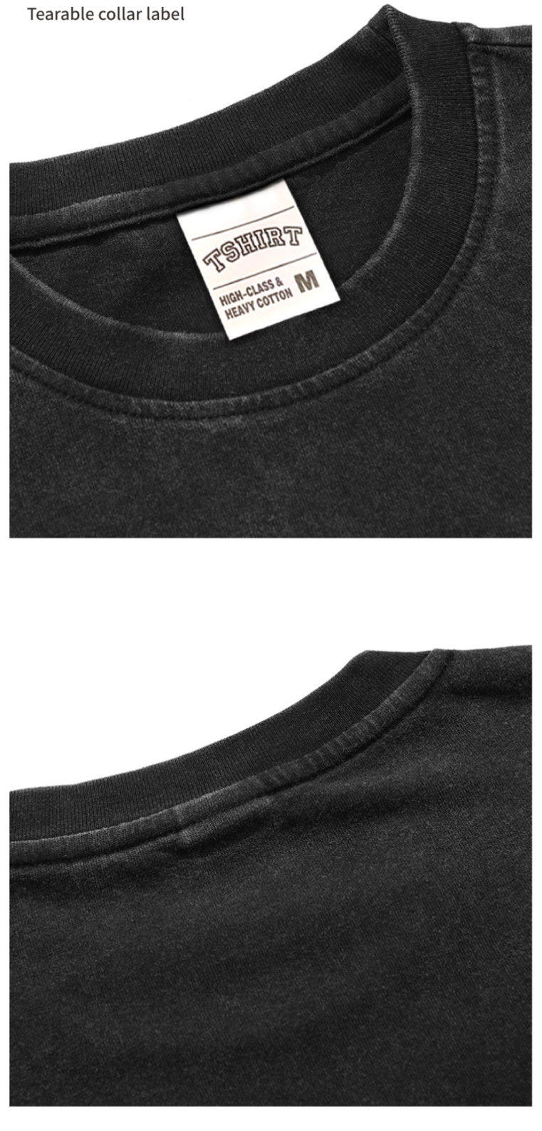 Men's Retro High Street Short Sleeve T-Shirt Washed and Aged Heavyweight Cotton Loose Top Bottom Shirt_voghion.com