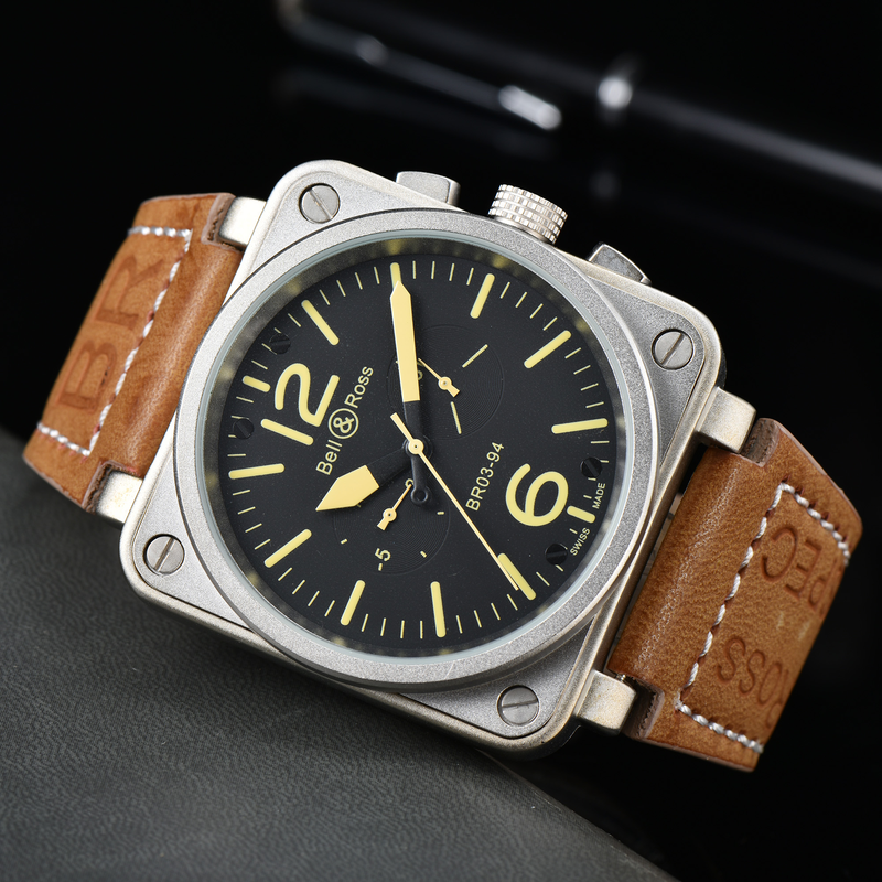 【Bell & Ross】 Alternatief sporthorloge met vierkante wijzerplaat, hoogwaardig leer_voghion.com
