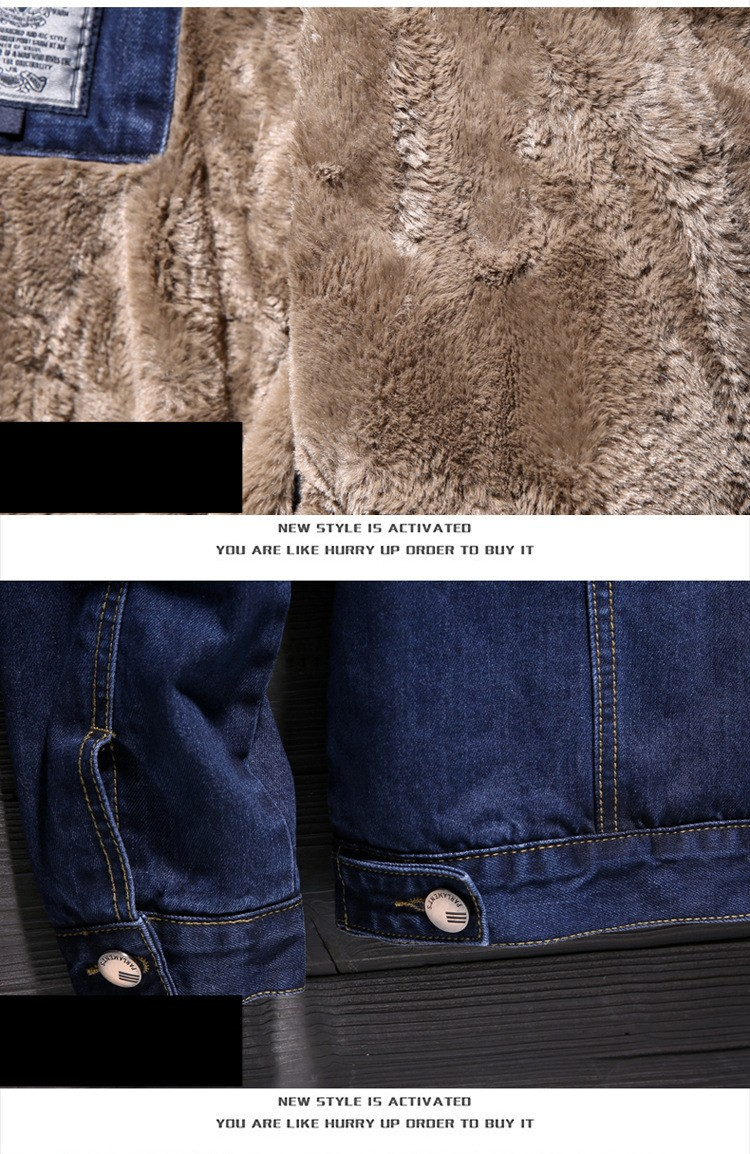 Men's Velvet thickened denim jacket men's autumn and winter new style comfortable warm fashion men's casual jacket lapel long-sleeved shirt_voghion.com