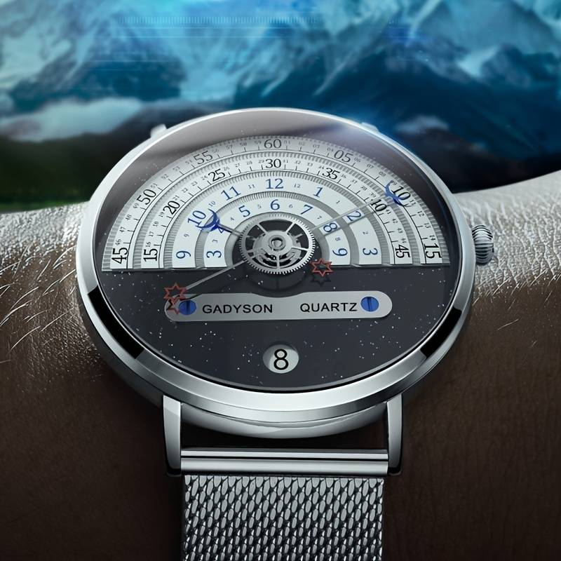OLEVS Fashion Men's Stainless Steel Mesh Strap Quartz Wristwatch For Men,High Quality Waterproof Watch_voghion.com