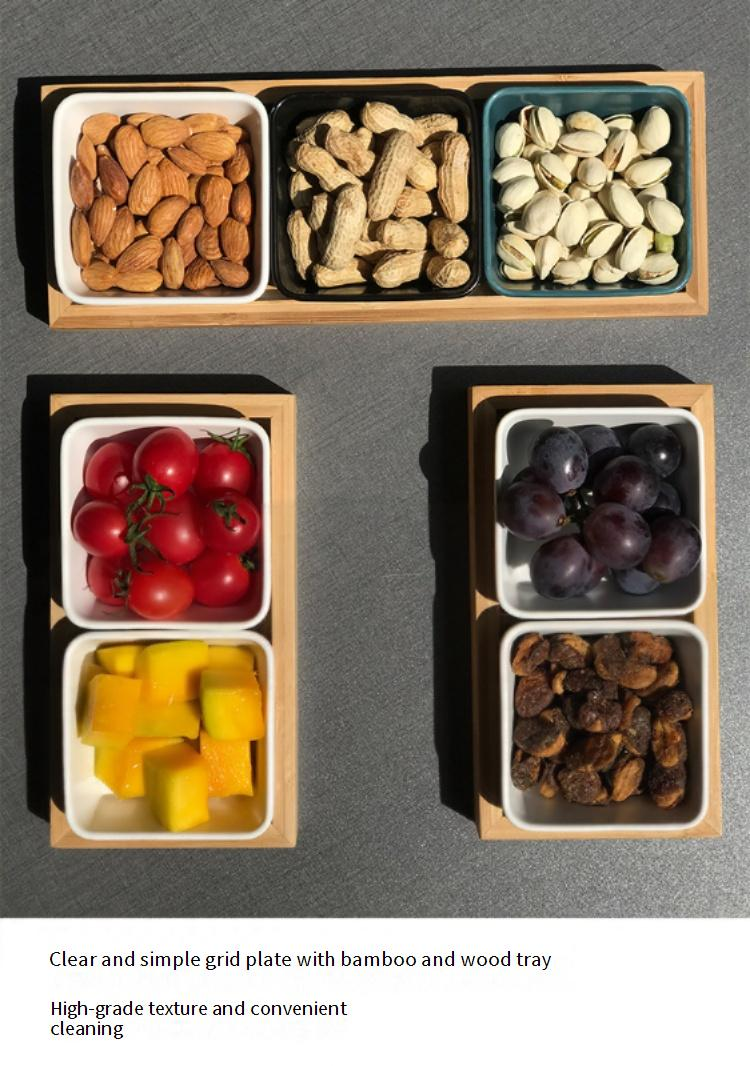 Hausgarten-Obstteller, unterteilt in Snacks, Nüsse, Snackschale, Süßigkeiten, KTV, Gewürze, Dessert, Keramik, Trockenobstteller, Verpackungsbox_voghion.com