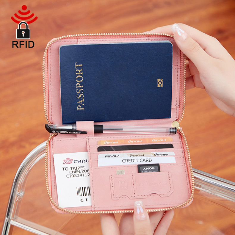 Women's Wallet & Men's Wallet Rfid Antimagnetic Passport Bag Zipper Short Passport Holder Multifunctional Travel Storage Certificate Bag_voghion.com
